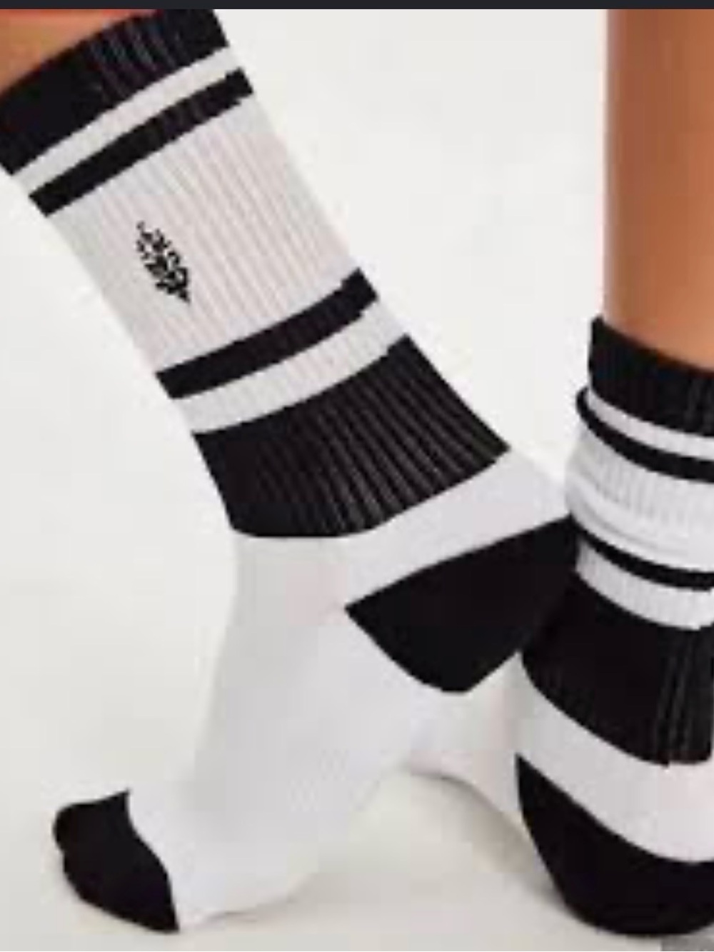 Free People Movement Striped Crew Socks Black White FP Movement